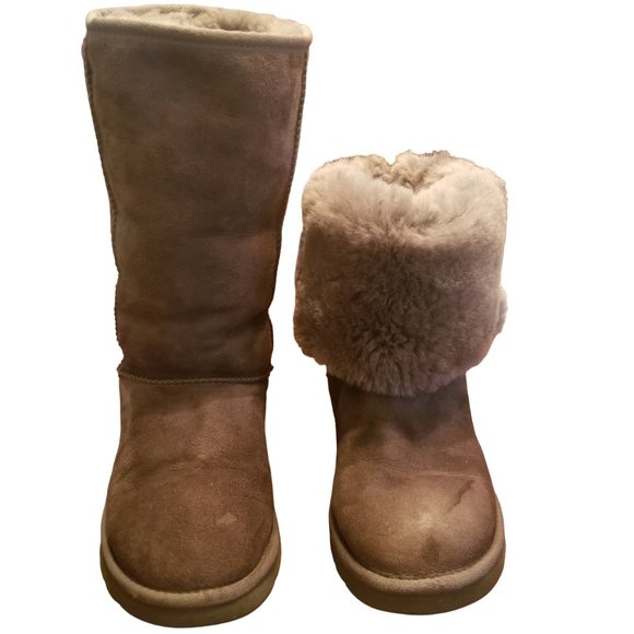 UGG Australia 5815 Classic Tall Gray Suede Boots Sheepskin Winter Boots Womens 7 - Picture 11 of 16